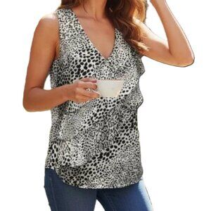 White house black market sleeveless ruffle tiered top blouse size XL